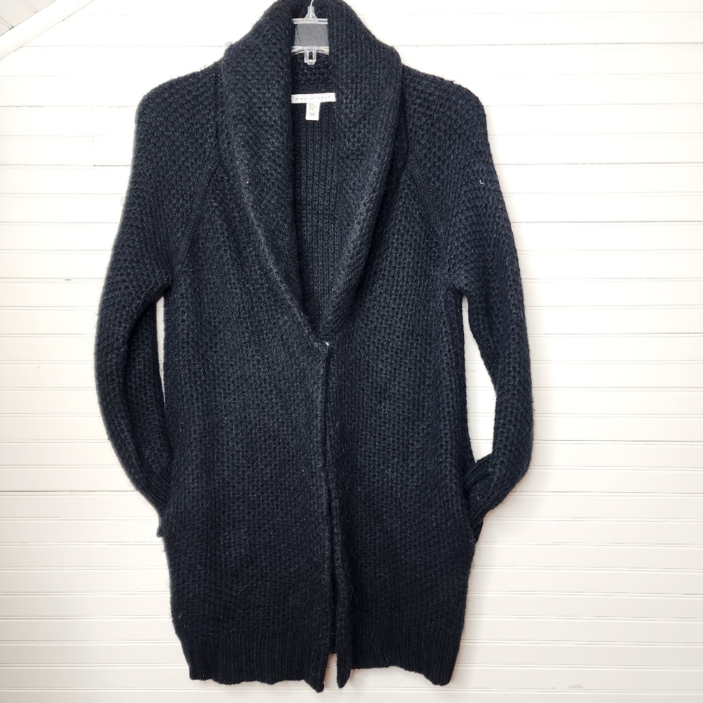 Max Studio Alpaca Wool Blend‎ Shawl Collar Black Cardigan XL